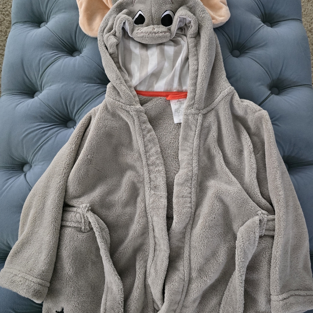 Disney Dumbo Gray and Orange Belted Hooded Robe 4T